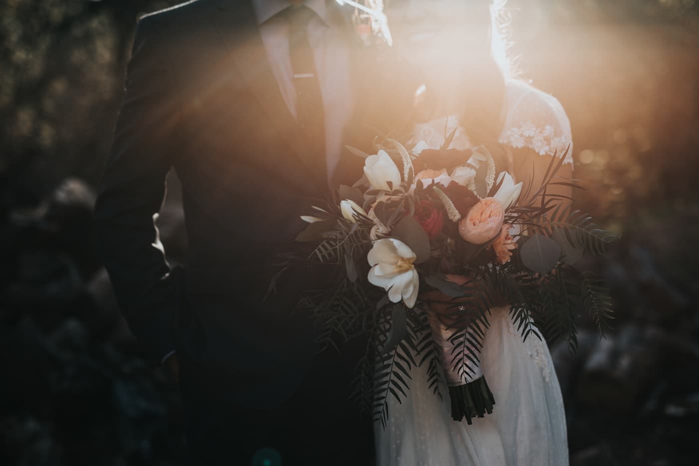 Elegant wedding reception with guests celebrating